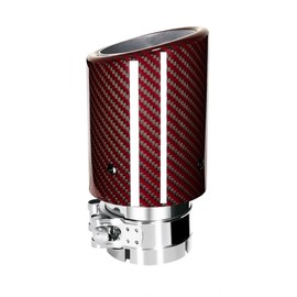 Bielpord 2.5-Inch Inlet 3.14-Inch Outlet Car Red Carbon Fiber Exhaust Tips Stainless Steel Exhaust Pipe Tail Throat Tail Pipe GlossyRed