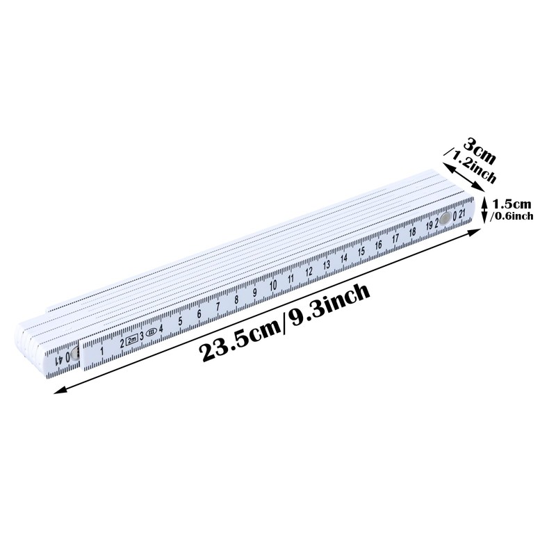 Folding Ruler Plastic Meter Stick with Scale, 2m Length Double-Sided