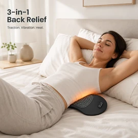 Cordless 4-in-1 Lumbar Massager for Relaxation – Air Compression, Heat and Vibration for Home, Office or Travel