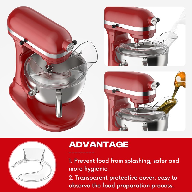 Pouring Shield for KitchenAid Mixer & Splash Guard Attachment -