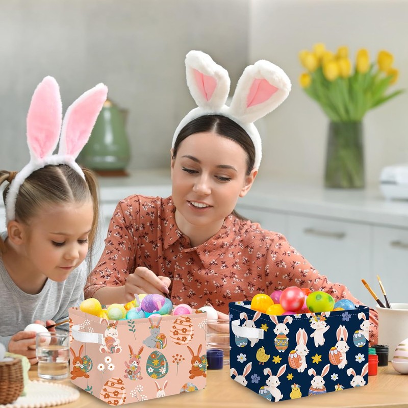 FXOLCSHE Rectangular easter Basket, Waterproof collapsible laundry basket For office,