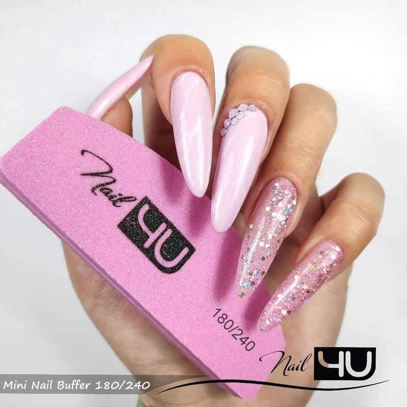 2Pcs Nail Buffers Half Moon Shape Double Sided 180/240 grit