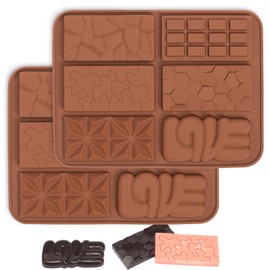 ZTHapwa Chocolate Bar Molds Silicone with 6 Shapes, Break Apart Square Deep Silicone Mold for Chocolate Energy Bars/Candy/Wax Melts/Candle/Resin, 2 Pcs