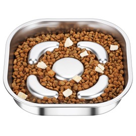 PETTOM Slow Feeder Dog Bowl, Stainless Steel Dog Bowls to Slow Down Eating, Puzzle Feeders for Dogs Puppys Stop Bloat Anti Gulping Healthy Eating