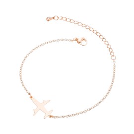 FineryGal Rose Gold Airplane Bracelets for Sister Best Friends Adjustable Stainless Steel Friendship Bracelet Jewelry