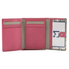 Mala Leather Zinnia Multi-Coloured Flower Tri Fold Purse - 3675 31 (Grey)