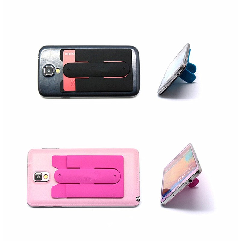 Kinteshun Card Holder with Cell Phone Stand,Stick-on Silicon Rubber Smartphone