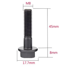 12Pcs M8 x 45mm Flanged Hex Head Bolts， Flange Hexagon Screws, Half Thread, Alloy Steel, Black Oxide Finish