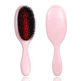 Soft Boar Bristle Hair Brush for Women Anti-Static Hair Extension Brush Professional Dual Bristles Detangling Comb for Dry and Wet Hair Curly Thick Long Hair Reduces Breakage Knots (Pink)