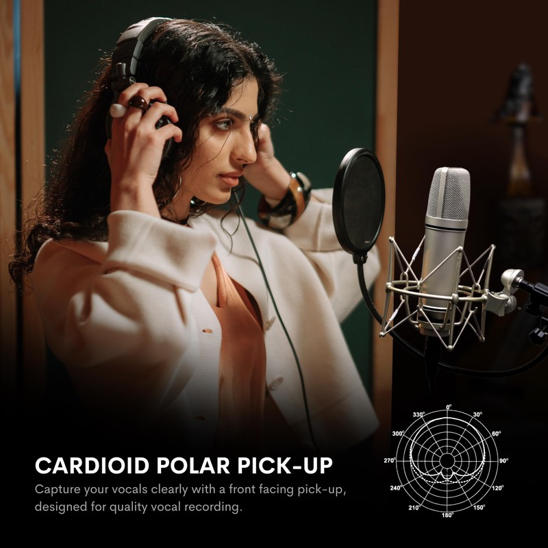 Melon Audio MA-87 Studio Condenser Microphone, 26mm Gold Large Diaphragm