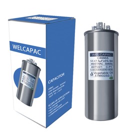 WELCAPAC 55+7.5 uF 55/7.5MFD ±6% 370V/440VAC CBB65 Dual Run Circular Start Capacitor for AC Motor Run or Fan Start or Condenser Straight (55+7.5 MFD)