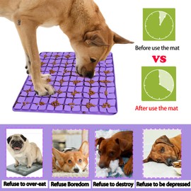 Femont Silicone Snuffle Mat for Large Dogs,Slow Feeder Lick Mat for Pet Slow Down Eating,Encourages Natural Foraging Skill,Relieving Stress,Interactive Feed Game Toy for All Breed Dogs(Purple)