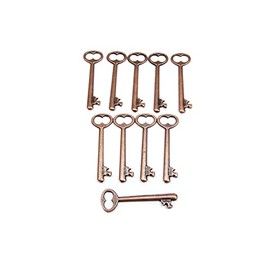 celloexpress Pack of 10 - RED COPPER Small Santa Keys - Small Santas Magic Keys - Charms Pendants for Decorations, Parts, Jewellery or Crafts