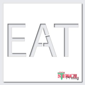 Bold Kitchen DIY Sign EAT Stencil Best Vinyl Large Stencils for Painting on Wood, Canvas, Wall, etc.-XL3 (24" x 12")| Ultra Thick Exhibit Grade White Color Material