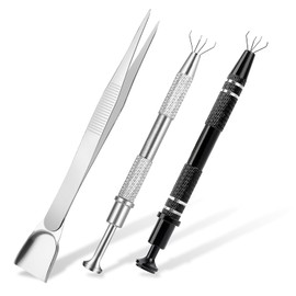 3Pcs Grabber Tool Holder Set Jeweler's Pick Up Sprinkle Pen Piercing Ball with Prongs Diamond Claw Jewelry Tweezers 4 Claw Precision Stainless Steel For Tiny Objects IC Chip Electronic Components