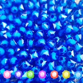Mayared Cube 400pcs Faceted Square Transparent 8mm Glass Beads Crystal Spacer Beads, Round Beads Inside for Jewelry Making (Deepblue)