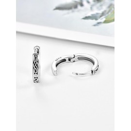 Dreamboat Sterling Silver Celtic Knot Earrings for Women Norse Viking Irish Earrings Men Small Hoop Earrings Unisex Arracadas Para Hombr Irish Jewelry Irish Gifts