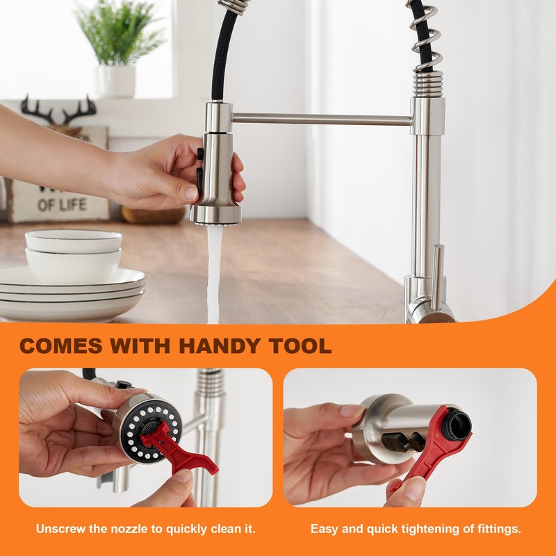 TIORIY with 15 Adapters Pull Down Kitchen Sink Faucet Head