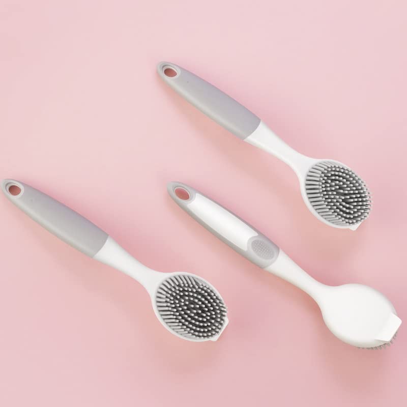 Dish Scrubber, Silicone Soft Bristles Scrub Brush with Scraper Tip,