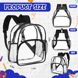Amylove 24 Pcs Wholesale Clear Backpacks Bulk Stadium Approved Heavy Duty Clear Backpacks for Travel Security Sport (12 Inches,Black)