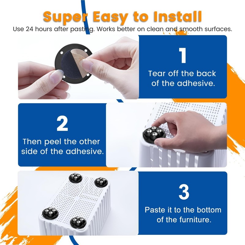 Self Adhesive Caster Wheels, Appliance Rollers for Kitchen Appliances, 360°