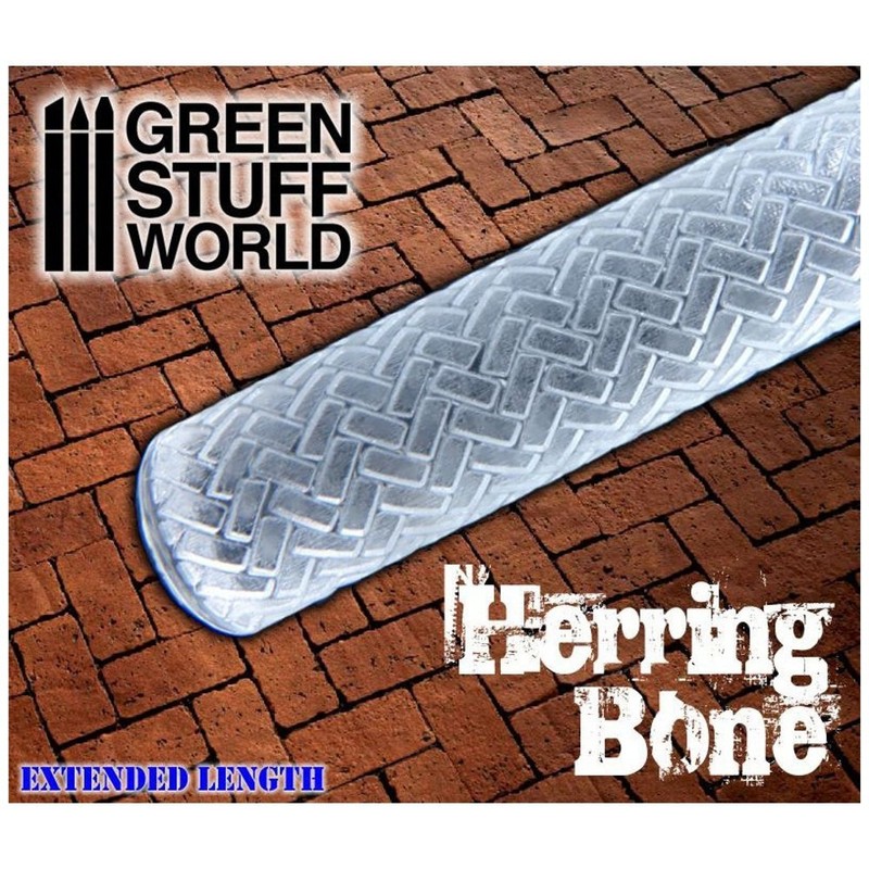 Green Stuff World Rolling Pin Herringbone Pattern for Modeling and