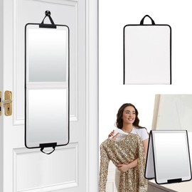 LPHUMEX Folding Door Mirror Full Length, 33x13 in White Hanging Shatterproof Foldable Full Body Mirror for Guest Room, RV