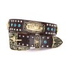 Western Belt Coffee Gold Cowboy Prayer Men Blue Stone Crocodile