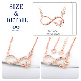 INFINIONLY Necklace Bracelet Earring for women, 925 silver necklace earring bracelet, flying butterflies and infinity symbol necklace bracelet earring, Jewelry Sets for women, Inlaid zircon,rose gold