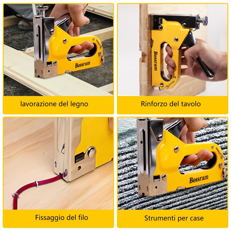 Tutee Stapler for Wood, 3-in-1 Box with 300 Nails, Suitable