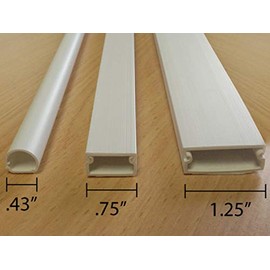 Kable Kontrol Wall Cord Cover Cable Raceways – 60” Length – 0.43” Width – 0.50” Height – 20 Pc/Pack | Two-Piece Configuration | Paintable White PVC | TV Wire Concealer | Plastic Wire Conduit