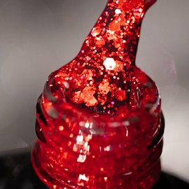 BURANO Glitter Gel Nail Polish, LED UV Nail Gel Shimmer Holographic Effect Soak off Gel Curing Required, No Chip Gel Polish Sparkle Gel Home DIY Nail Salon (Red LP38)