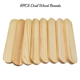 Unfinished Wooden Blocks, Oval Wooden Boards for Crafts, Blank, Whittling Wood Blocks for Engraving, Wood Burning, Painting (25 x 5 x 1.5 cm/8 Pack)
