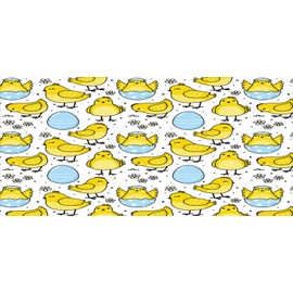 Ambesonne Farm Animal Pencil Pen Holder, Chick and Cracked Easter Egg with Daisy Motifs and Small Dots, Ceramic Pencil Holder for Desk Office Accessory, 3.6" X 3.2", Yellow Pale Blue White