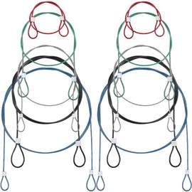 GORGECRAFT 10Pcs 5 Sizes Safety Stainless Steel Tethers Colorful Coated Security Lanyard Tether Luggage Lock Safety Cable Wire Rope Strap with Loops for Action Camera Series Devices Loss Prevention