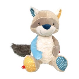 SIGIKID 43289 Raccoon Patchwork Sweety, Plush, Cuddly Toy, Cuddly Soft, Great Colour Combinations, from 3 Months