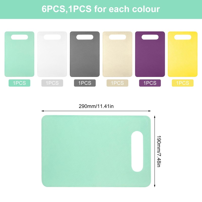 Set of 6 Plastic Chopping Boards, Non-Slip Boards, BPA-Free, Antibacterial