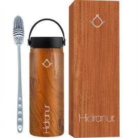 Hidranur Termo Botella de Agua, Termo de Acero Inoxidable sin BPA, 24 Oz (709.76 ml), Termo Para Cafe, 24 Horas de Agua Caliente y Fria, Tapa Hermética, Ideal para Viaje (Madera, 24 Oz (709.76 ml))