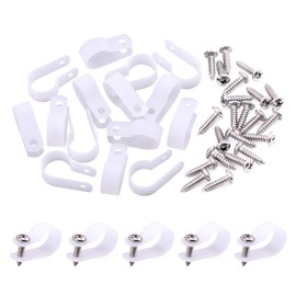 Swpeet 120 Pack White 5/8 Inch Nylon Plastic R-Type Cable Clips Clamp Kit, Nylon Screw Mounting Cord Fastener Clips with 120 Pack Screws for Wire Management (5/8 Inch, White)