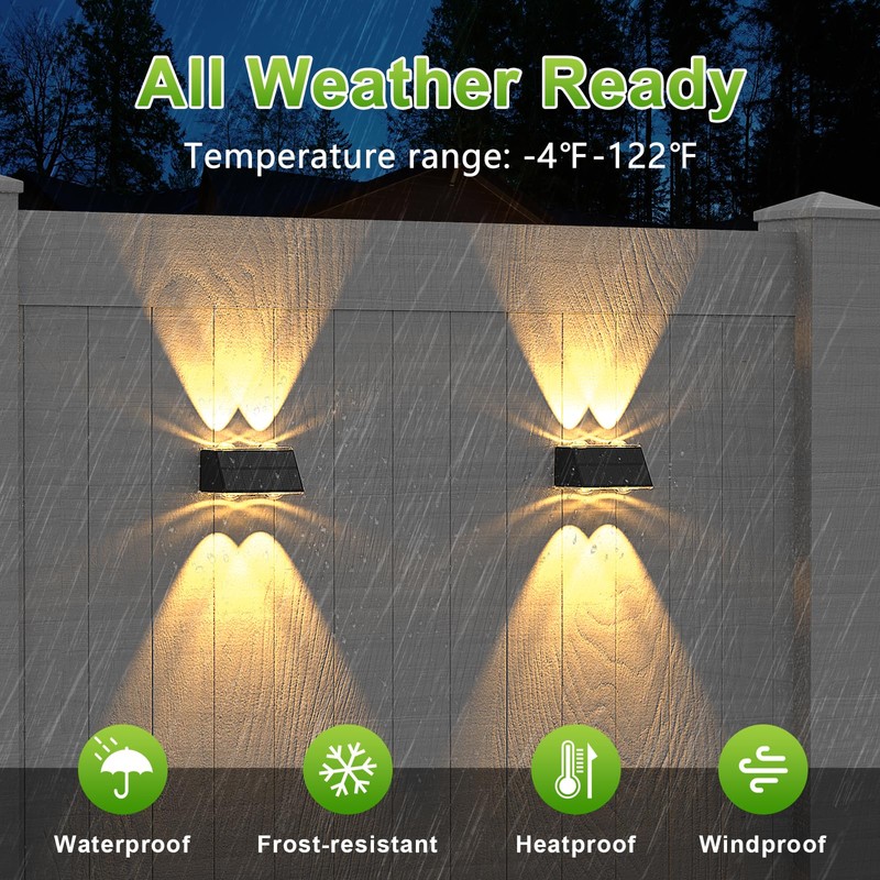 LANSOW Solar Fence Lights Outdoor, 12 Pack Solar Powered Lights