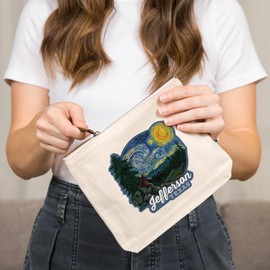 Lantern Press Jefferson, Texas, Bigfoot Starry Night, 100% Cotton Zipper Pouch, Travel Accessory, Go Bag