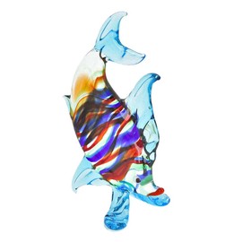 Glass Of Venice Murano Glass Oval-Shaped Striped Tropical Fish 4 Inches Tall Decoration for Home or Office - Sea Animals Collectible Handmade Ornament