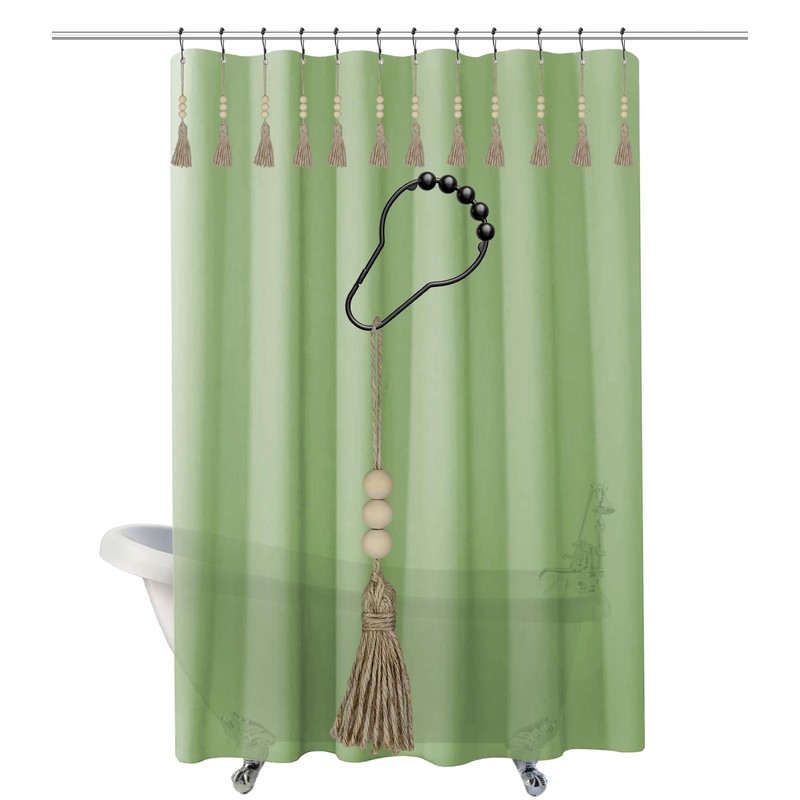 Boho Shower Curtain Rings for Bathroom Decor, Set of 12