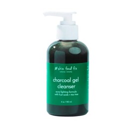 Charcoal Face Wash, Cleanser Acne Oily Skin, Vegan Organic Skincare, 6 oz pump bottle