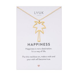 LUUK LIFESTYLE necklace with palm tree pendant, jewelry gift, filigree ladies necklace made of robust stainless steel, waterproof & durable, gold