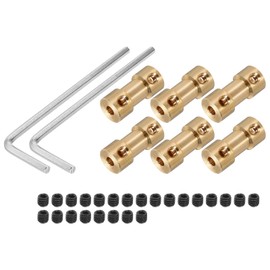 MECCANIXITY 3.17mm to 4mm Bore Rigid Coupling 20mm Length 9mm Dia M3 Brass Shaft Coupler Connector for 3D Printers DIY Car Boat Copper Tone, with 6pcs Coupling, 24pcs Screws, 2pcs Wrench
