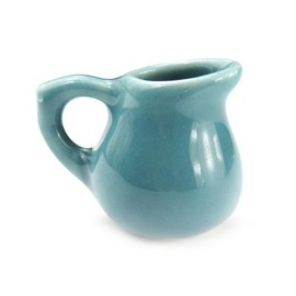 2 x MyTinyWorld Dolls House Miniature Aquamarine Ceramic Rounded Water Jugs