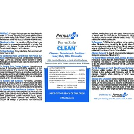 PermaSafe CLEAN, All-Purpose Hospital Disinfectant Cleaner; No Rinse, Hard, Soft & Food Contact Surface Sanitizer; Mold, Mildew and Fungi Killer; Odor Eliminator; Allergen Remover & More-3 Fl Oz-2 Pk