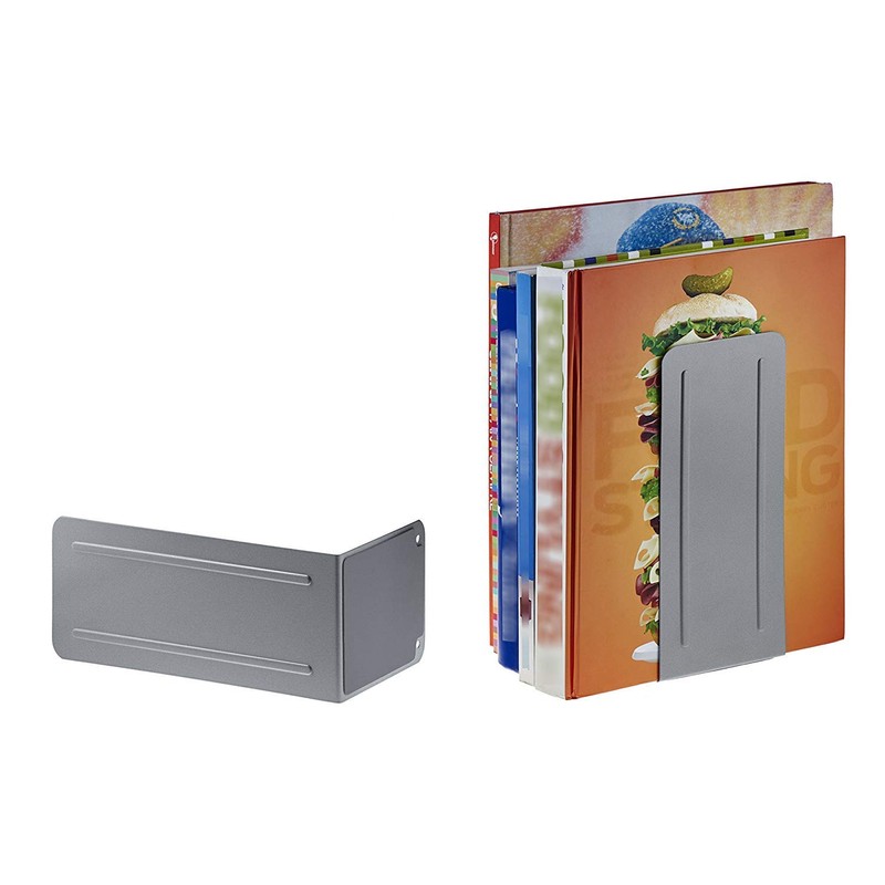 Acrimet Jumbo Premium Metal Bookends 9" (Heavy Duty) (Silver Color)