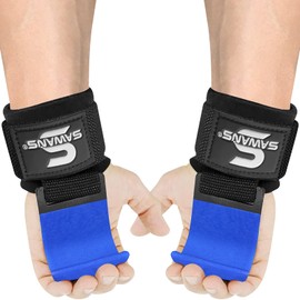 Lifting Hooks Non-Slip Coated Heavy Duty Solid Steel Neoprene Thick Padded Wrist Support Pair of Weight Lifting Gym Straps Deadlifts Chin Pull Up Fitness Bar Grip Strength Training Equipment (Blue)